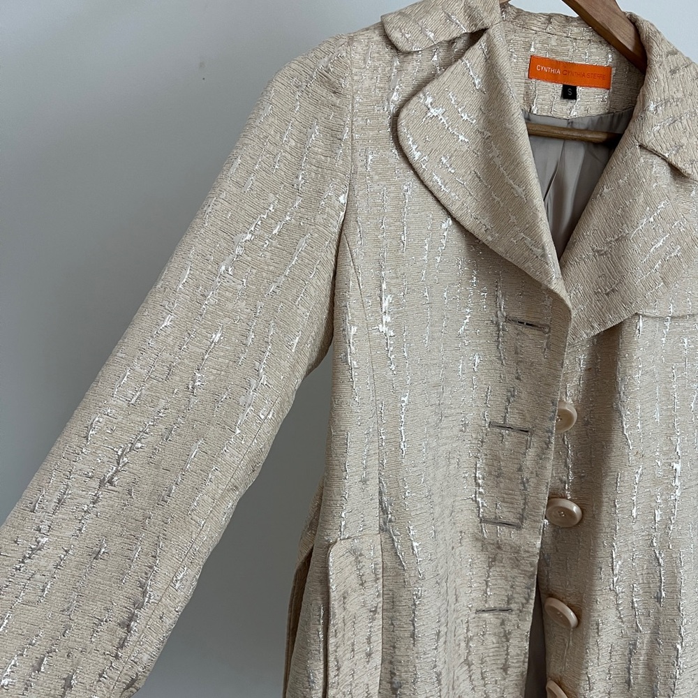 CYNTHIA STEFFE Gold Button Down Belted Jacket SZ S